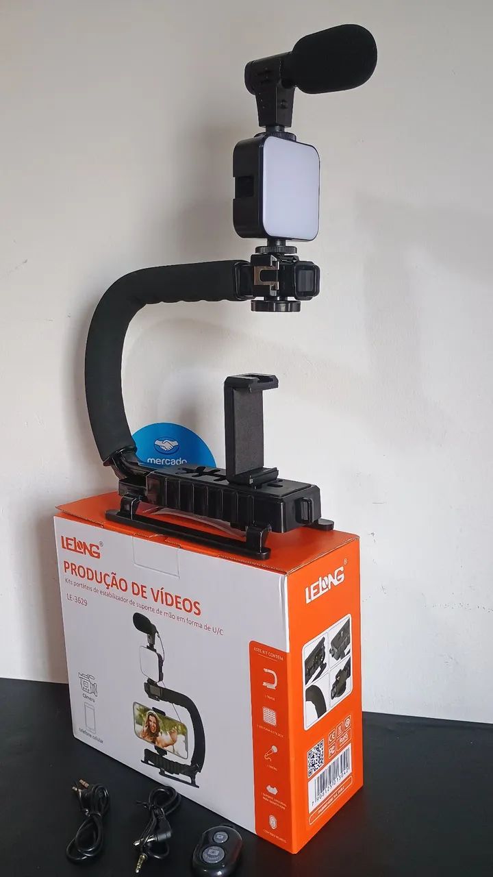 Kit estabilizador de celular com led, microfone e controle bluetooth / SUPER OFERTA  - Foto 3