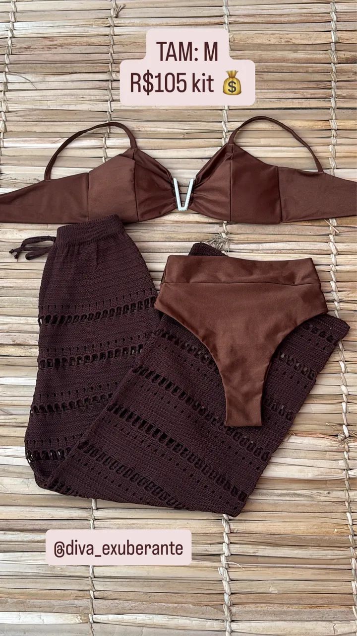 Kit biquíni e calça tricô 
