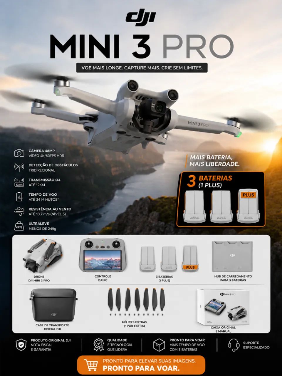 DJI MINI 3 PRO COM TELA