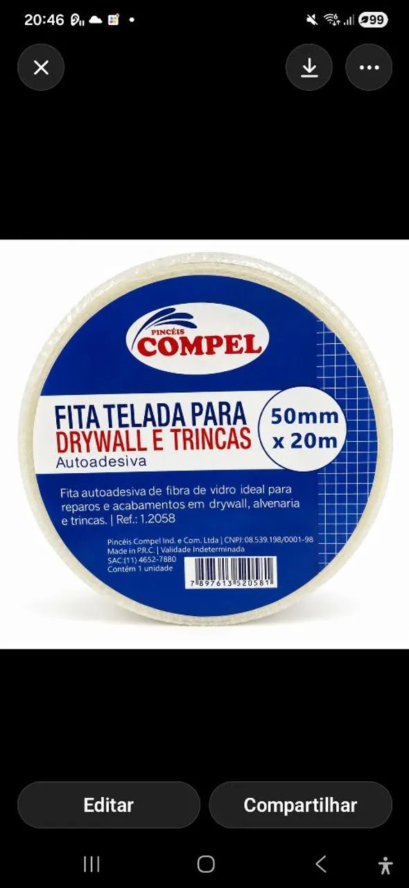 Fita telada drywall para trinca dilatação  - Foto 3