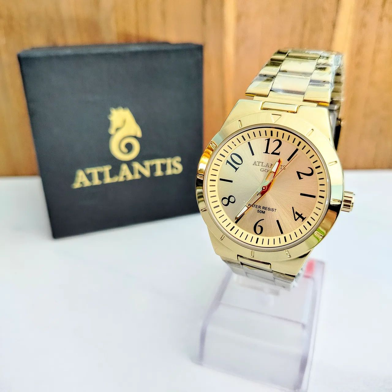 Relógio original prova de água atlantis gold 