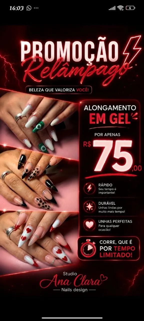 Alongamento de unhas 