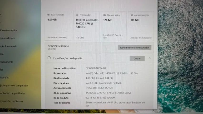 Note book Intel Celeron 4gb ram - Foto 5