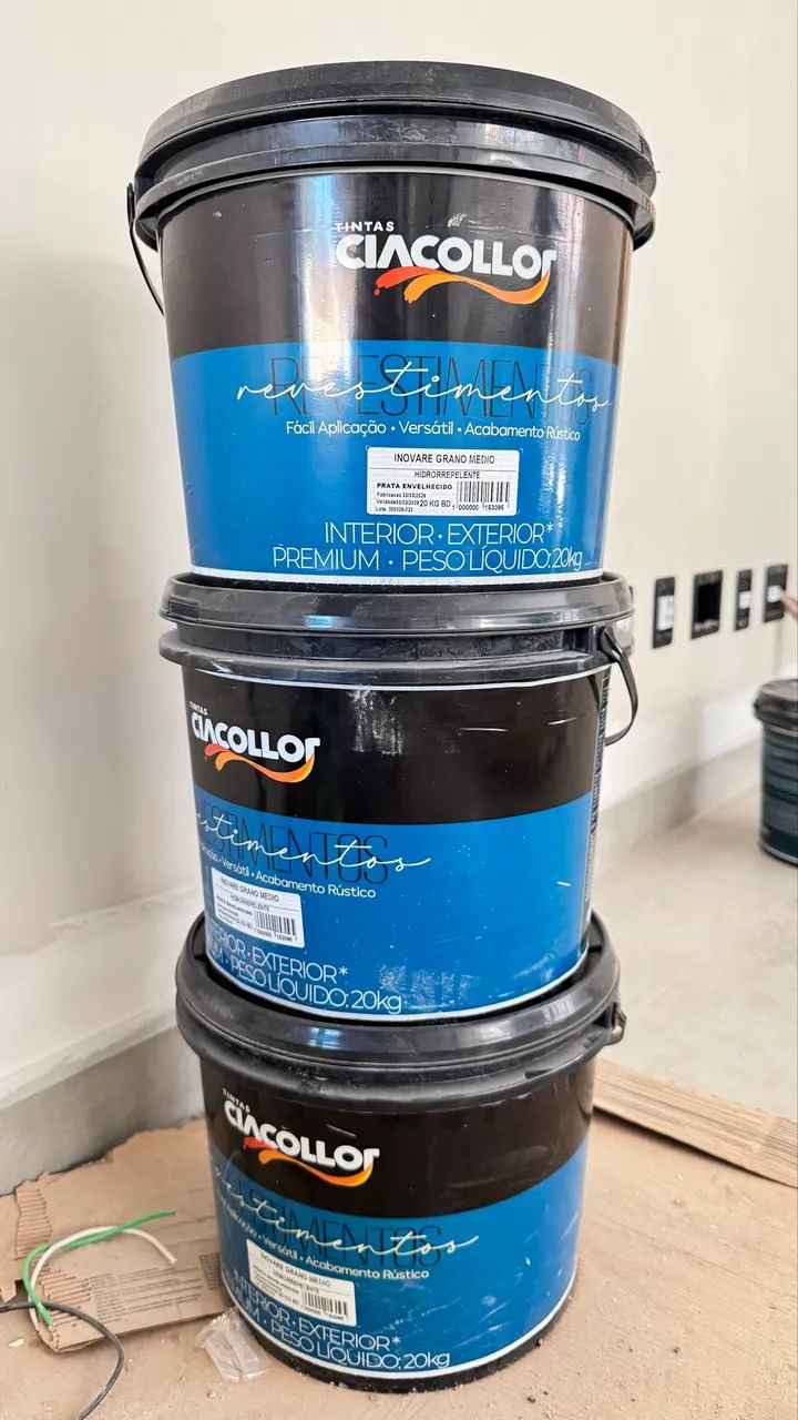 3 baldes Tinta ciacollor hidrorepelente inovare grano médio granelli PRATA ENVELHECIDO  - Foto 4