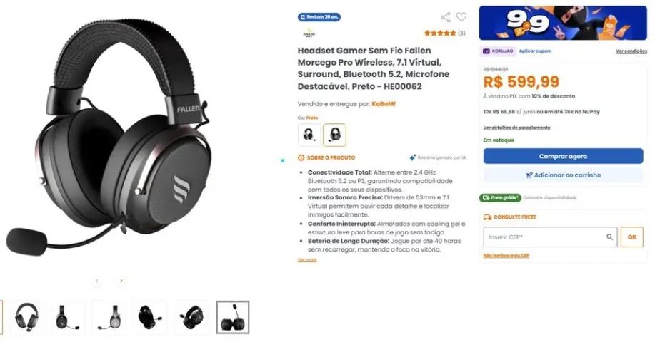 Headset Gamer Morcego Pro Wireless