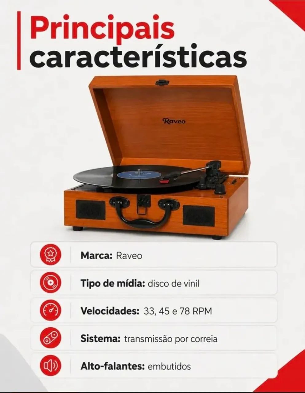 Vitrola maletinha Raveo - Foto 4