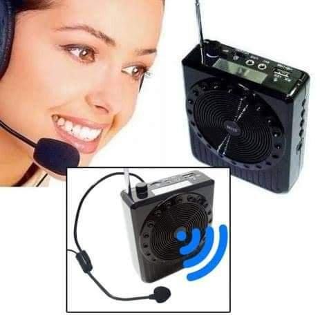 Megafone Amplificador Voz Microfone Professor Radio FM USB MP3 Fone Ouvido ,Aula Palestra