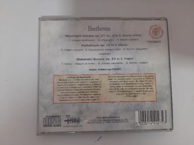 CD Beethoven - Moonlight Sonata Pathétique Waldsten Sonate - Foto 2