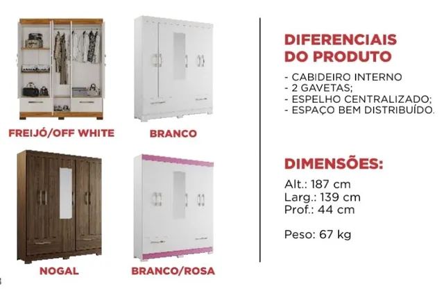 Guarda roupa casal 5 portas com espelho  - Foto 3