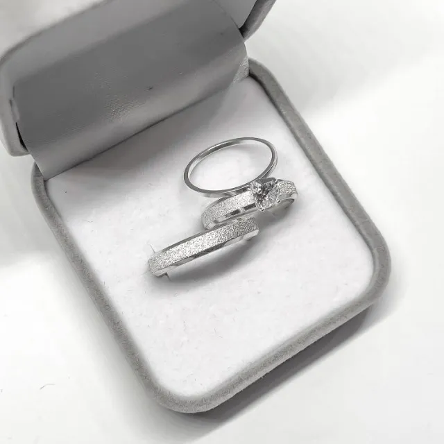  Alianças de prata 4mm legítima com anel solitário