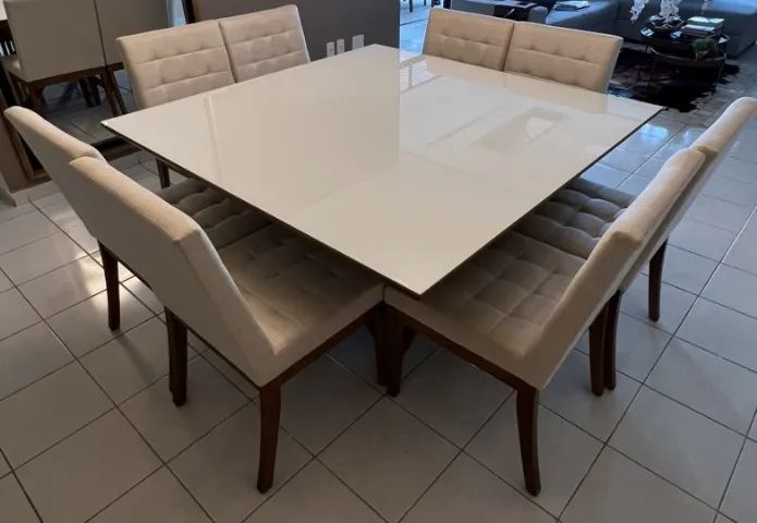 Mesa Jantar + 8 Cadeiras Linho Cru (Jacauna Moveis) - Foto 4