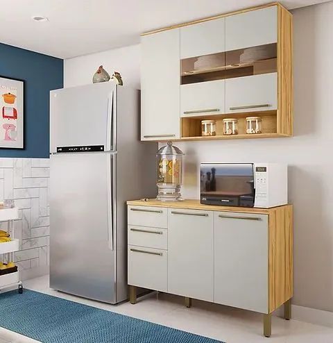 Cozinha Napoli Prime 2 Modulos, 100% MDF - Rio Doce