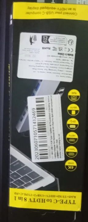 Adaptador Hub USB Tipo C para Macbook, Notebook, 8 em 1 - Foto 3