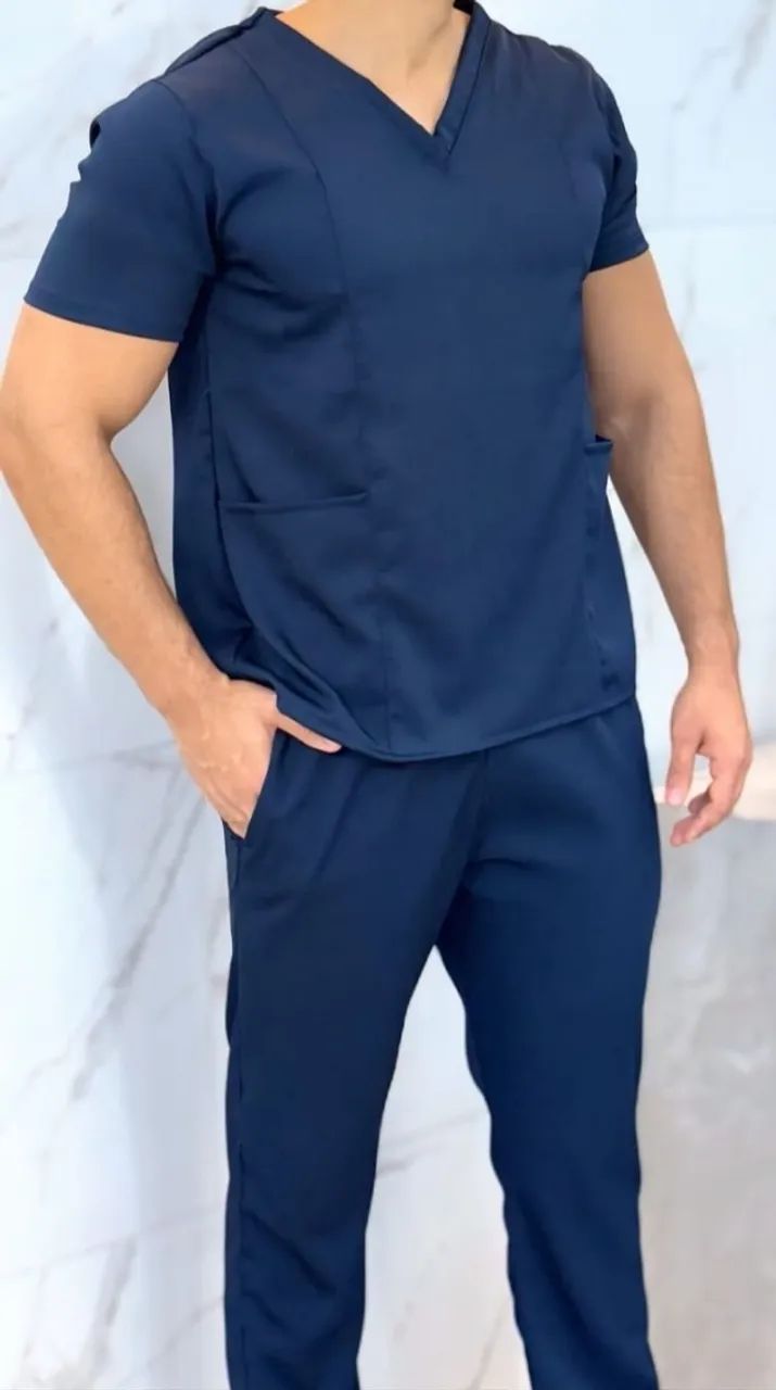 PIJAMA CIRÚRGICO MASCULINO: AZUL MARINHO e PRETO / TAMANHO: P (valor unitário)