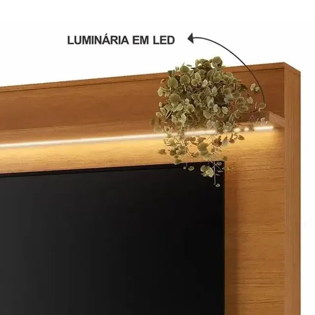 Estante Apego para Tv Até 65 Polegadas Ripado com Led 3 Portas Jcm 2 mt - Foto 4