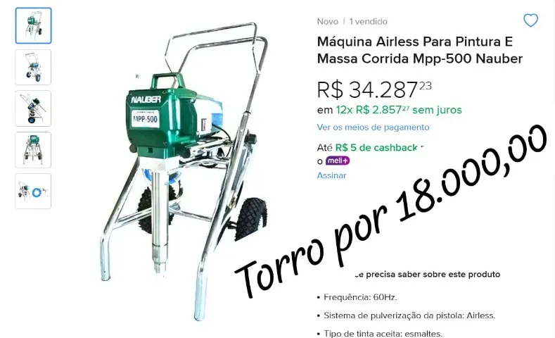 Vendo Máquina Airless para Massa corrida e Pintura - Mpp-500 NAUBER
