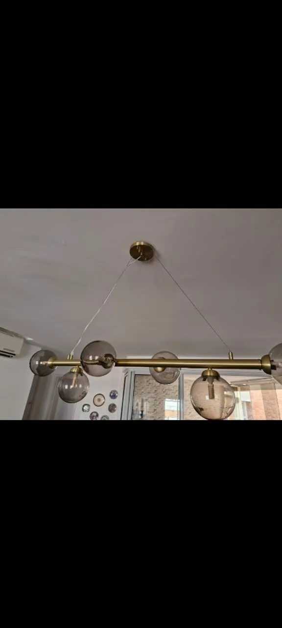 Lustre Moderno com Bolas de Vidro Fumê