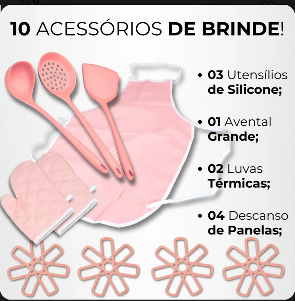 Jogo De Panelas Completo Antiaderente Cerâmica 20 Peças Rosa Passo cartão R$ 1,400