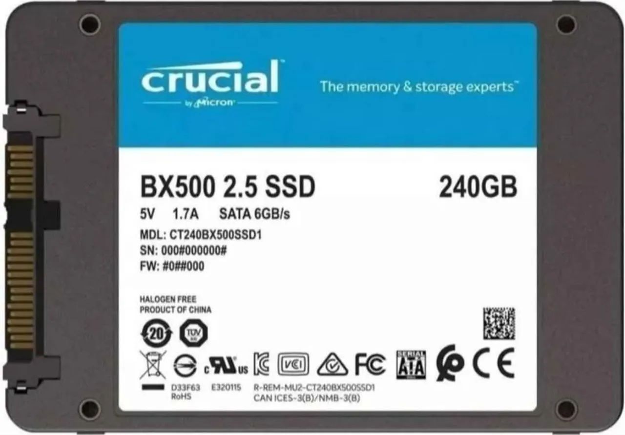 SSD Crucial BX500 240GB Disco Rígido Interno Alta Velocidade Preto Modelo CT240BX500SSD1 - Foto 3