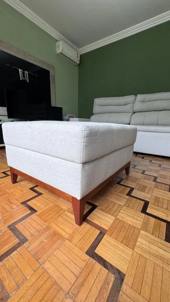 Puff Law Tok Stok de Linho Cinza Usado em perfeito estado - Foto 3