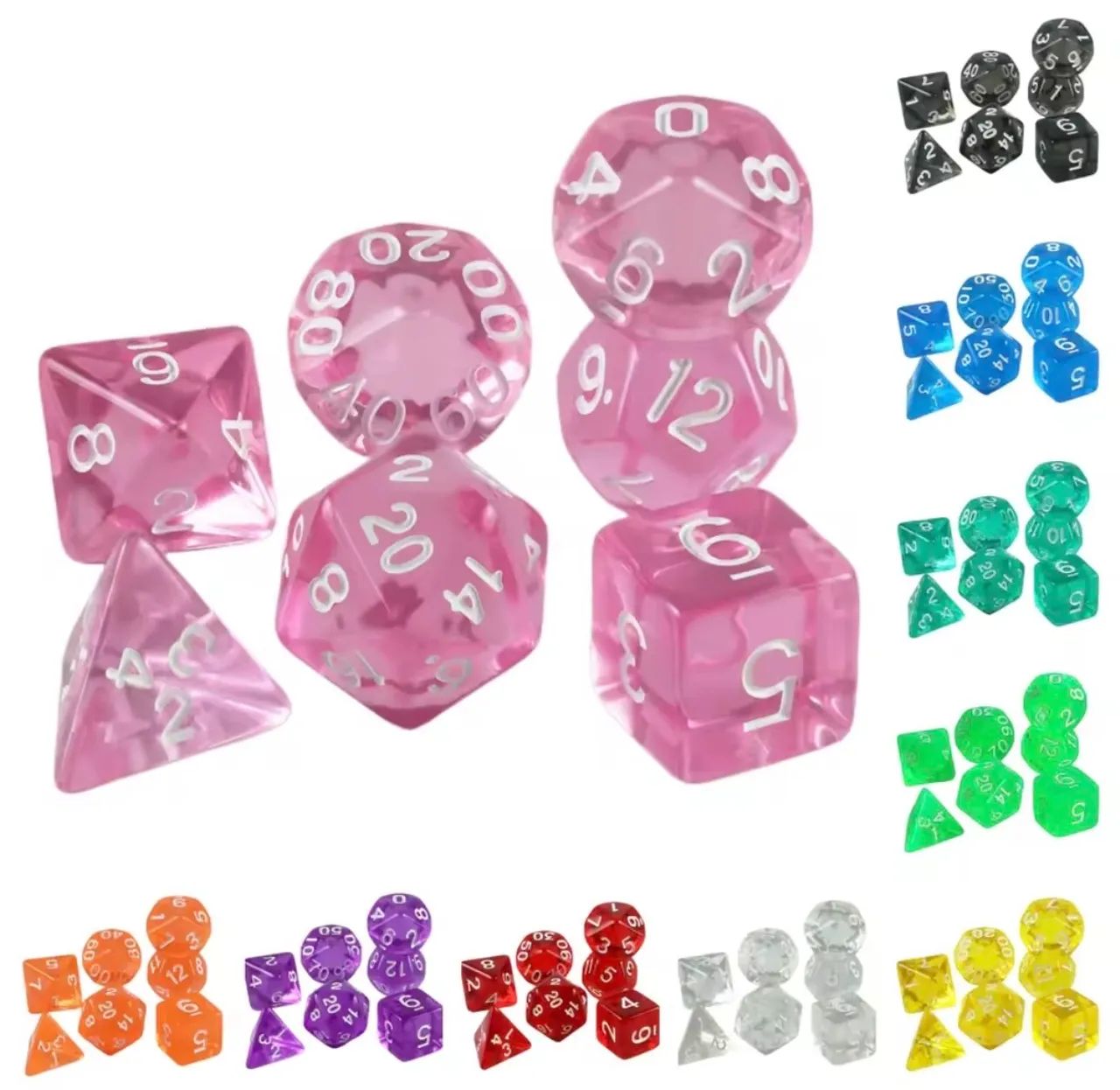 Kit 7 dados poliedros - vários modelos disponíveis