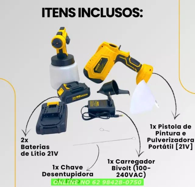 Pistola Pintura A Jato Compacta Tintas C/ 2 Baterias Profis - Foto 3