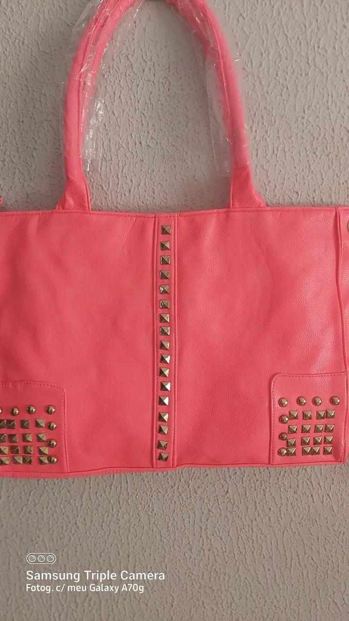 Bolsa Rosa Neon Nova . Courino - Foto 3