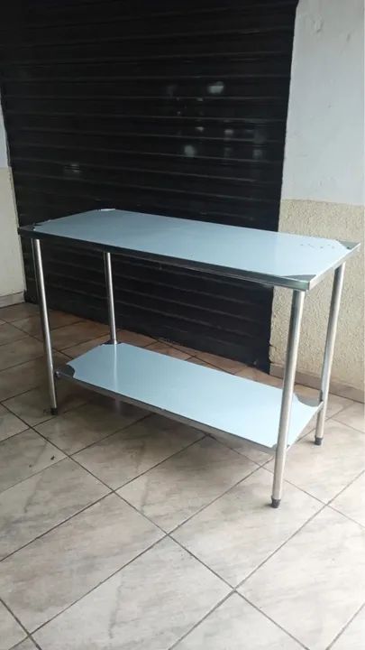Mesa de inox 1.50x60 completa ( 1.100 reais) pronta entrega 