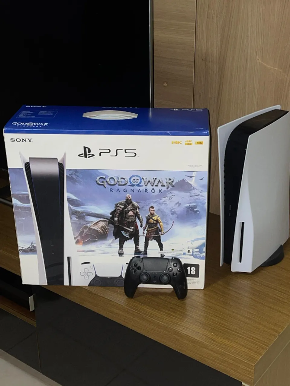 Ps5 controle Preto e 5 Jogos GoW Ragnarok, FF XVI, FF 7 Rebirth, Astrobot e Rise of Ronin