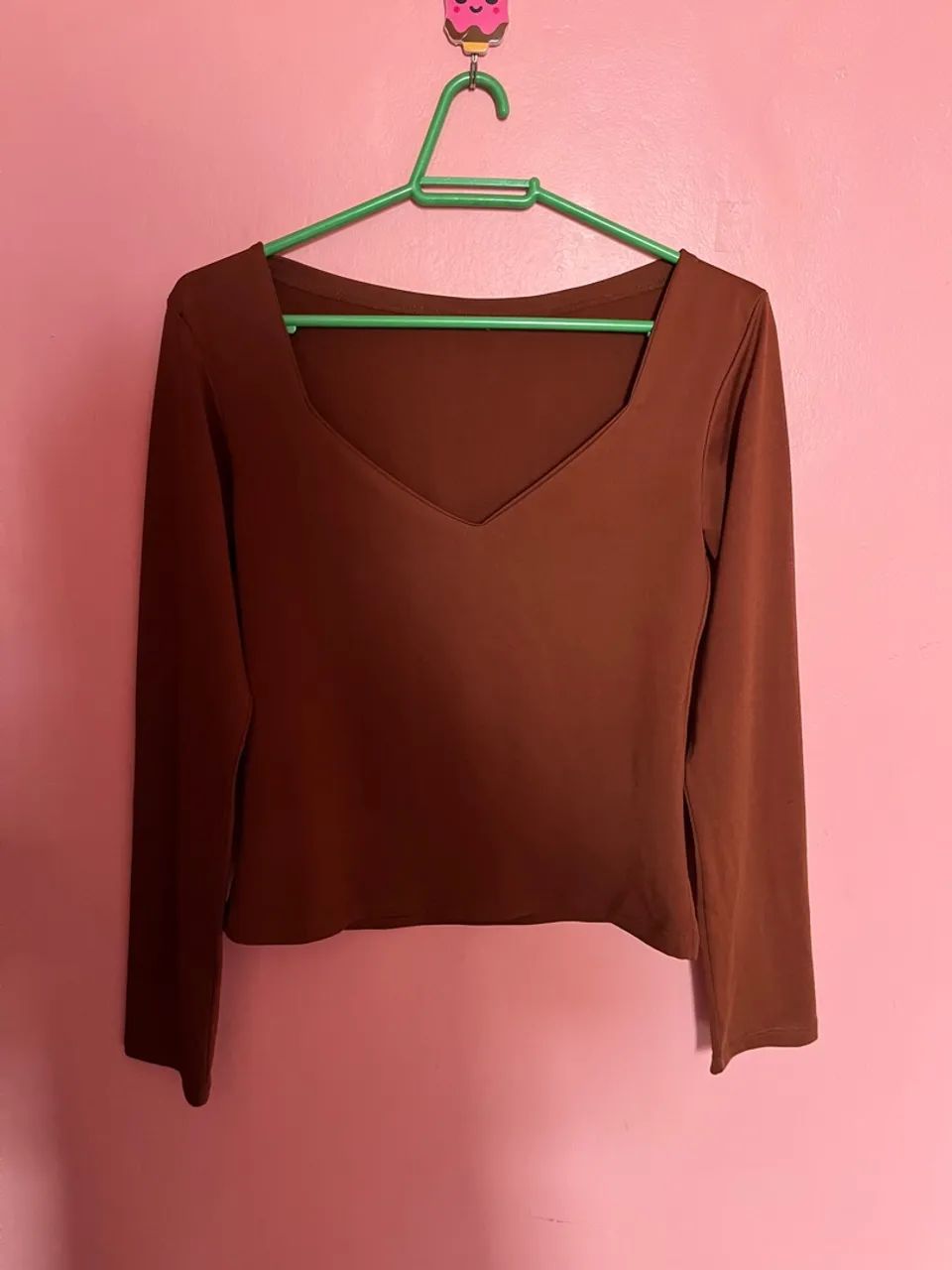 Blusa marrom manga longa M 
