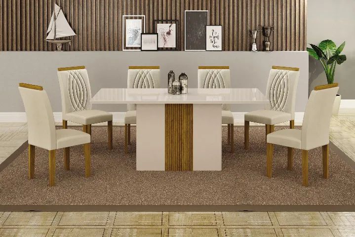Conjunto de Mesa de Jantar com 6 Cadeiras Acolchoadas - Foto 3
