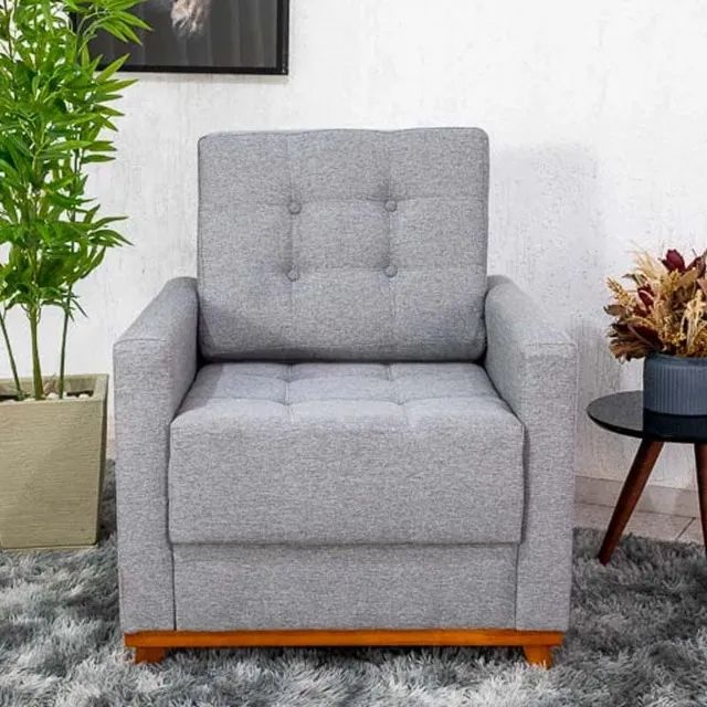 Poltrona Áustria Linho- Produto Novo Entrega Rápida
