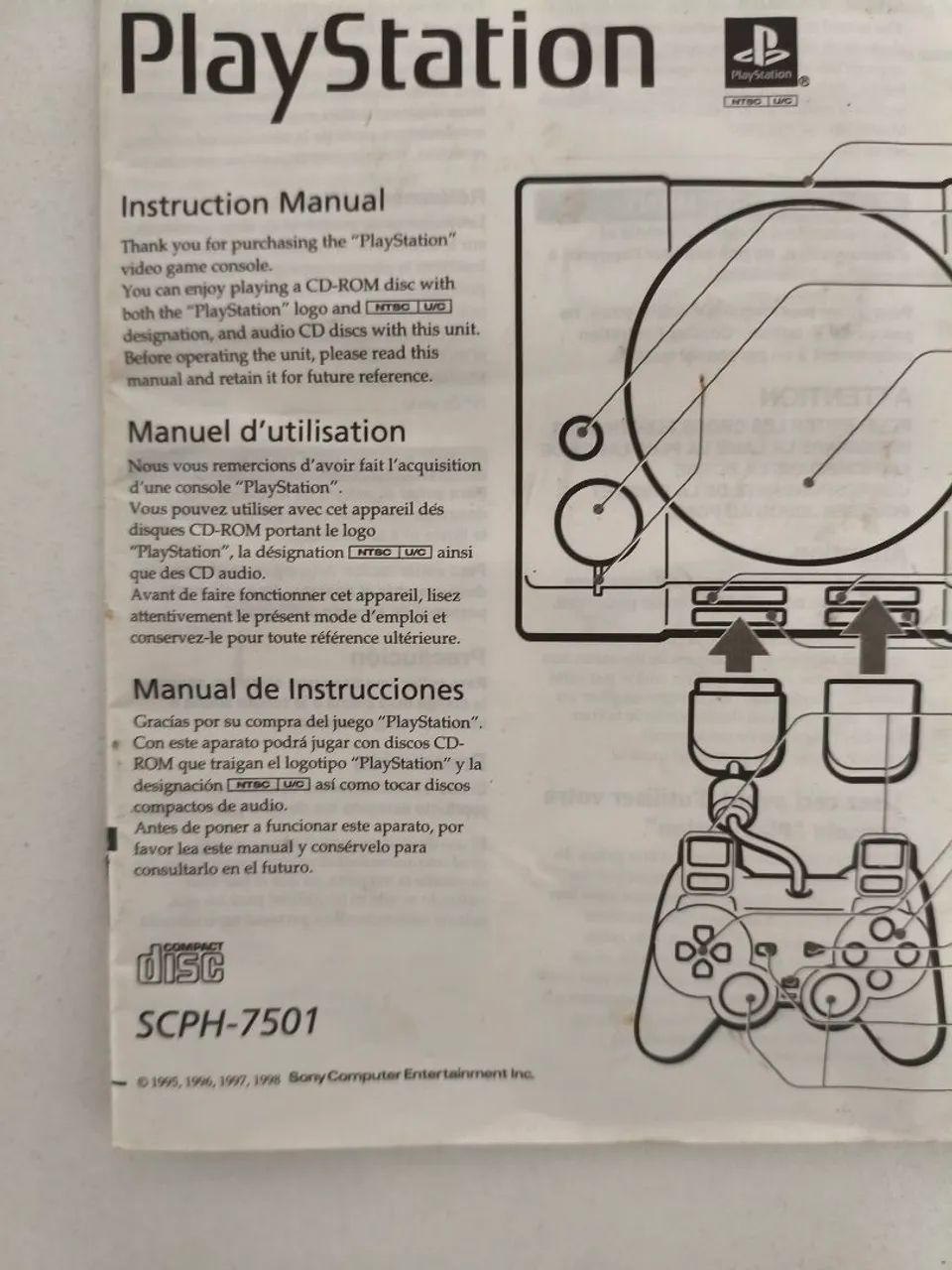 Original instruction manual PS1 model SCPH-750164308649454081123