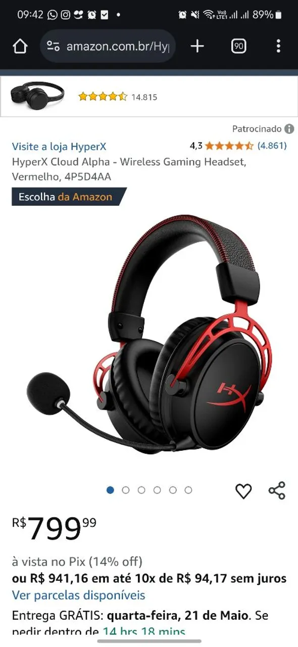 HyperX Cloud Alpha - Wireless Gaming Headset - Vermelho
