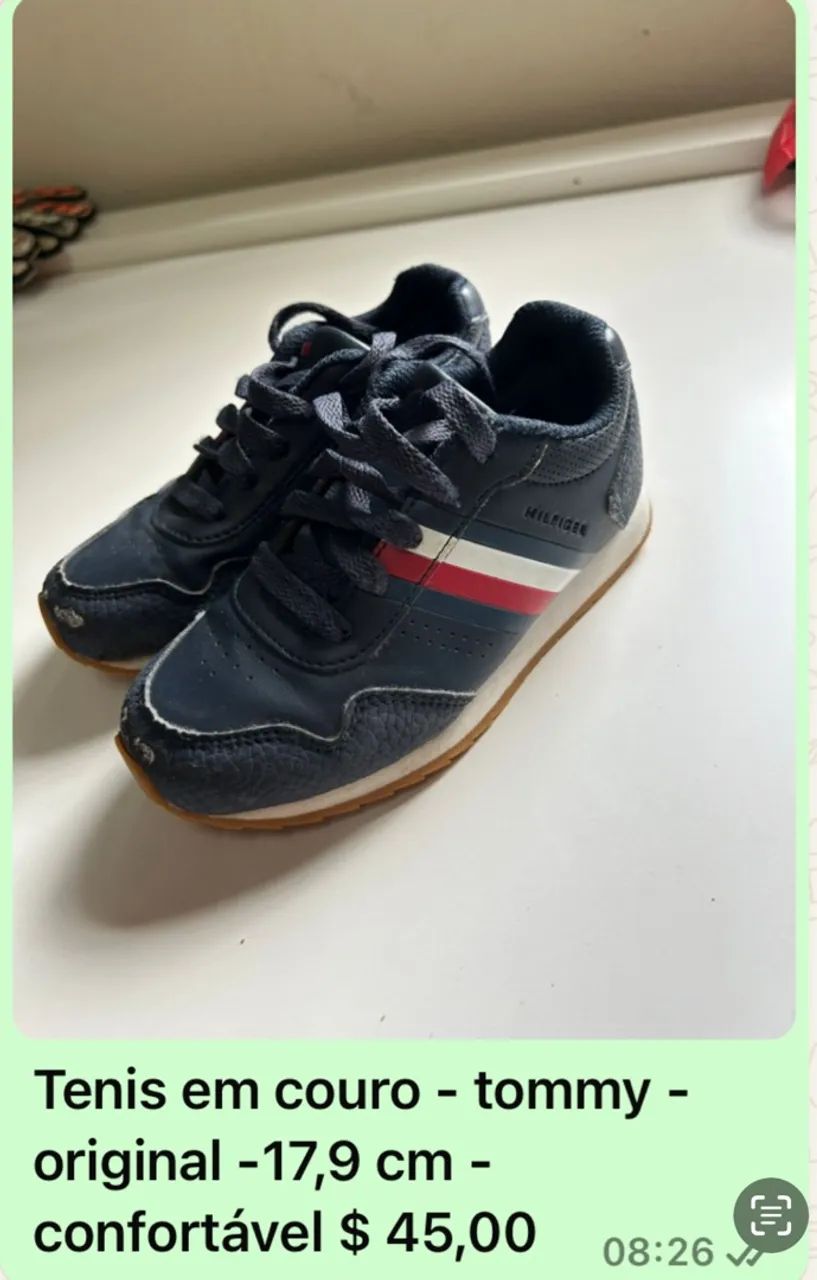 Tênis Tommy Hilfiger em couro original 17,9 cm