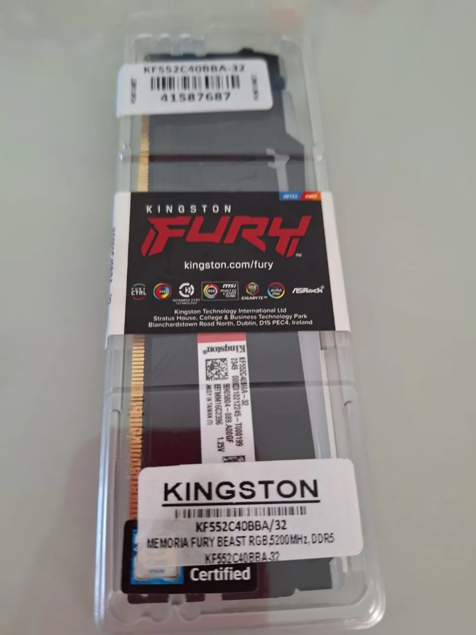 Memória RAM Kingston Fury Beast RGB 32GB DDR5 5200MHz