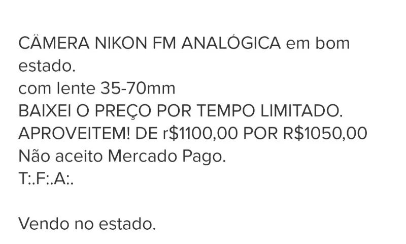 CÂMERA NIKON FM analógica. RARIDADE!! - Foto 3