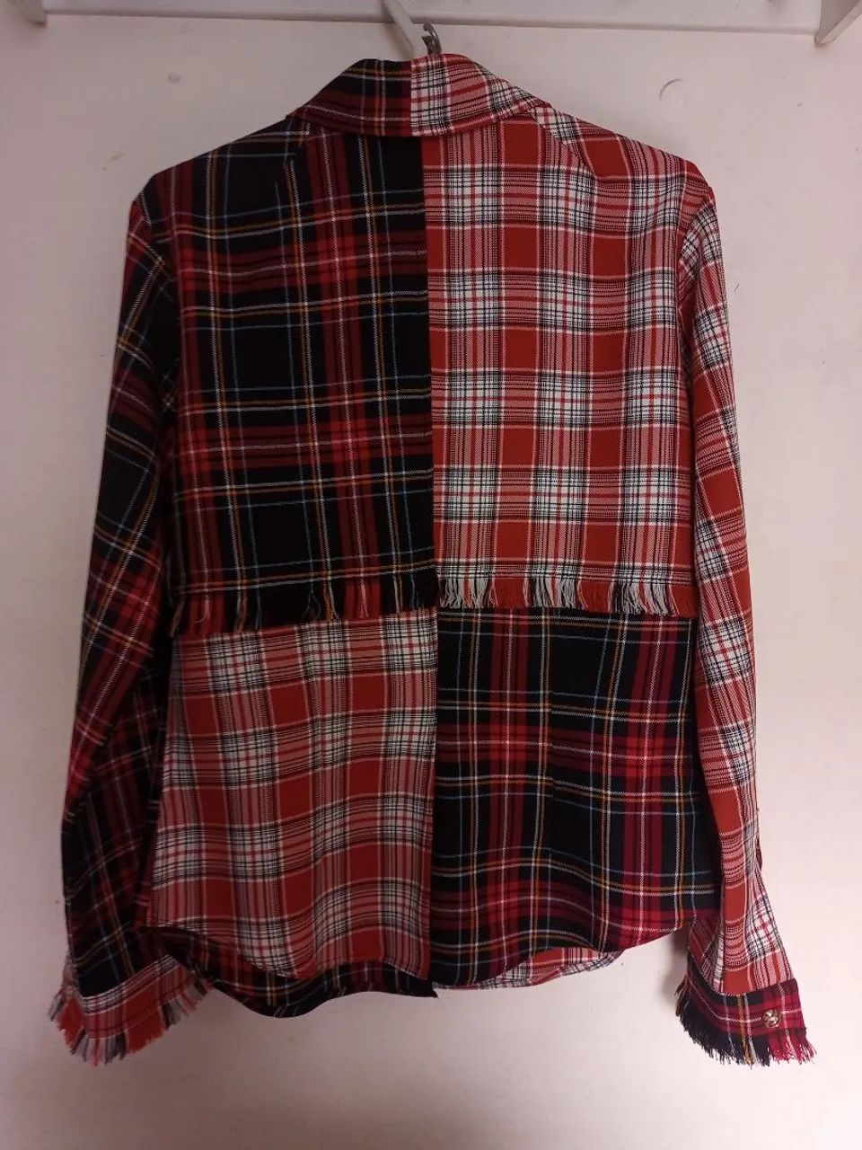 Camisa xadrez feminina com franjas  - Foto 2