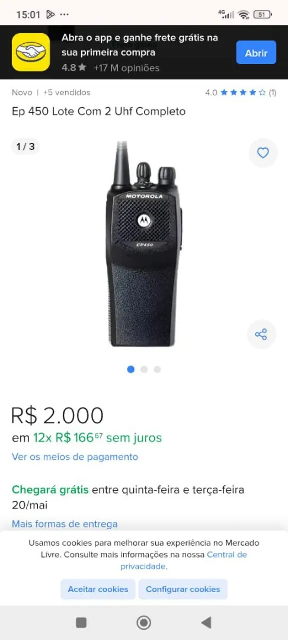 Motorola EP450 Lote Com 3 Uhf Completo