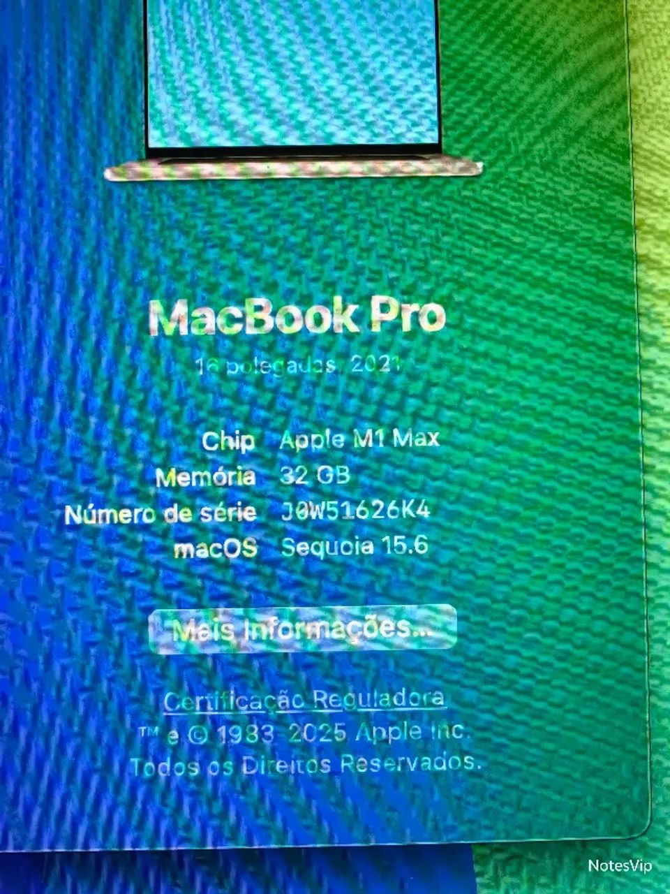 MACBOOK PRO 16 M1 MAX, 32GB, 1TB, 162 CICLOS - SPACE GRAY