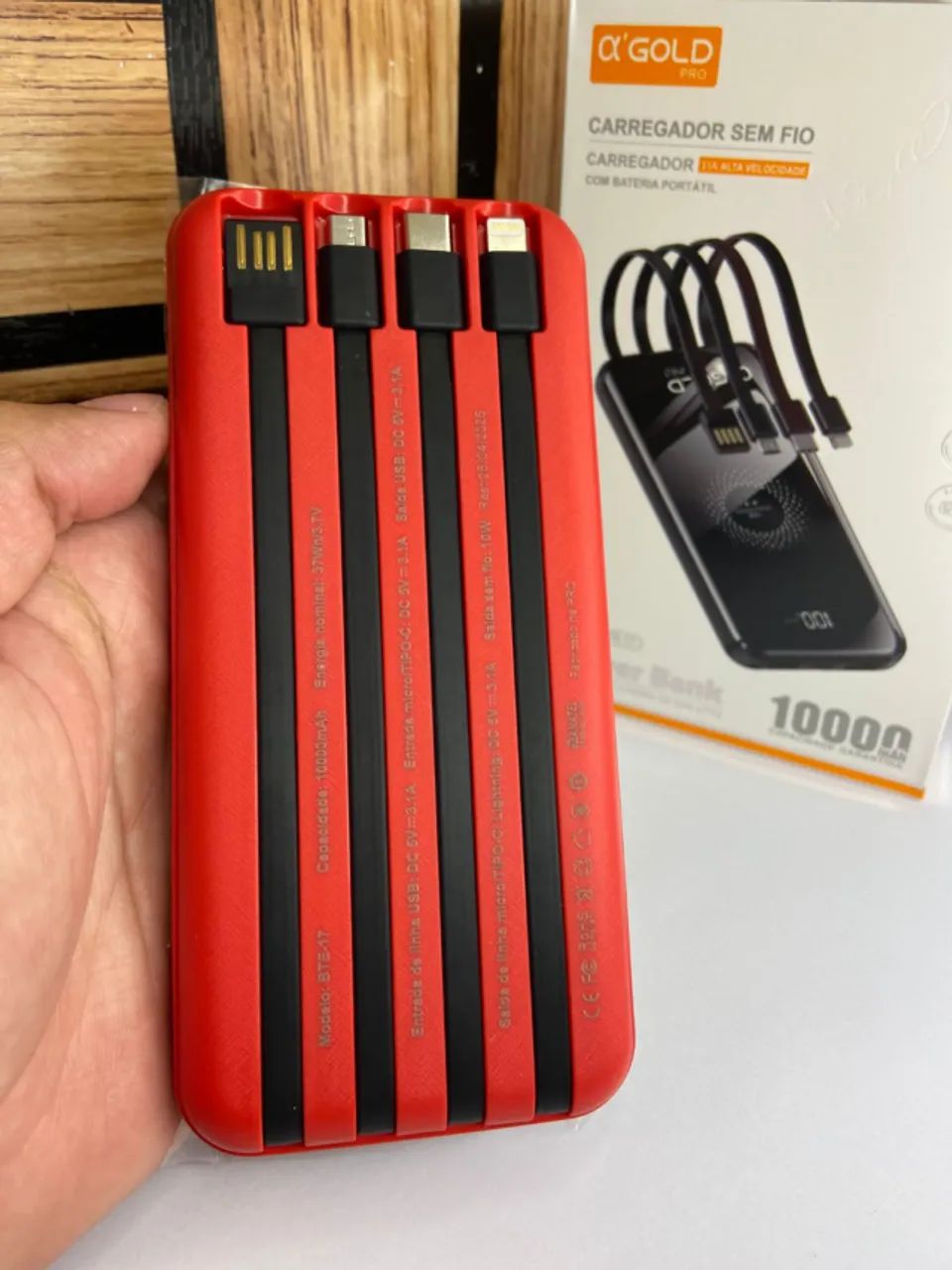 Carregador Portátil sem Fio Power Bank - BTE-17 A?Gold