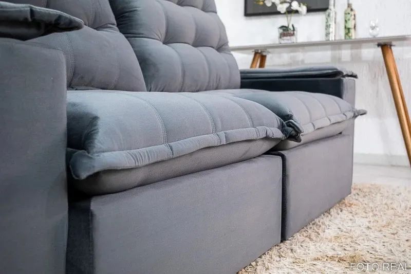 Sofá Retrátil Reclinável 2.10m Veludo D33 e Molas Ensacadas - Foto 4