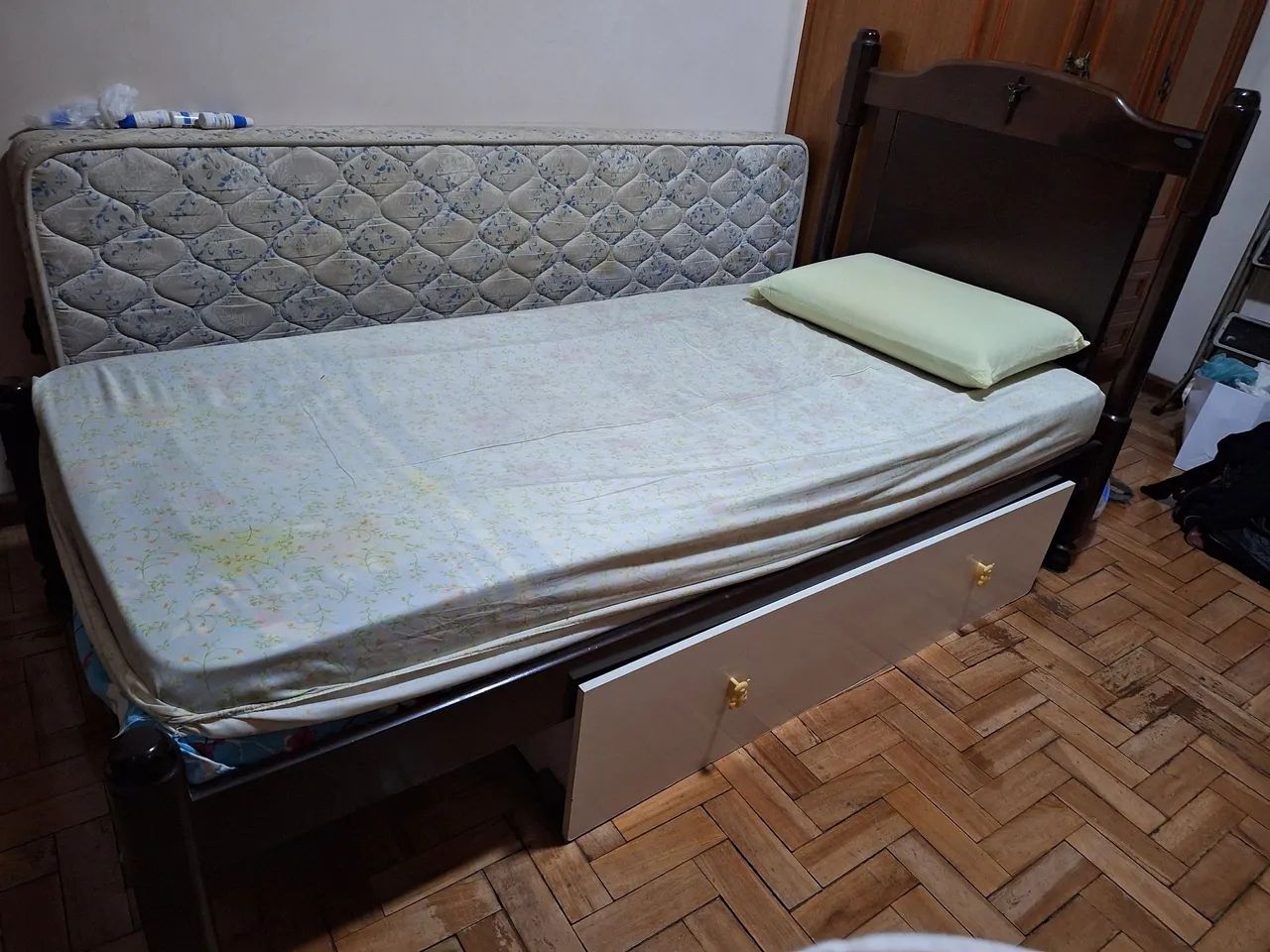 Cama Viúva em Madeira maciça com cabeceira e Colchão - Foto 5