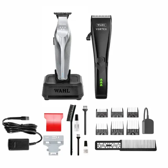 Kit Máquina de Cortar Cabelo Profissional Wahl Vortex + Máquina de Acabamento Hi-Viz Sem F