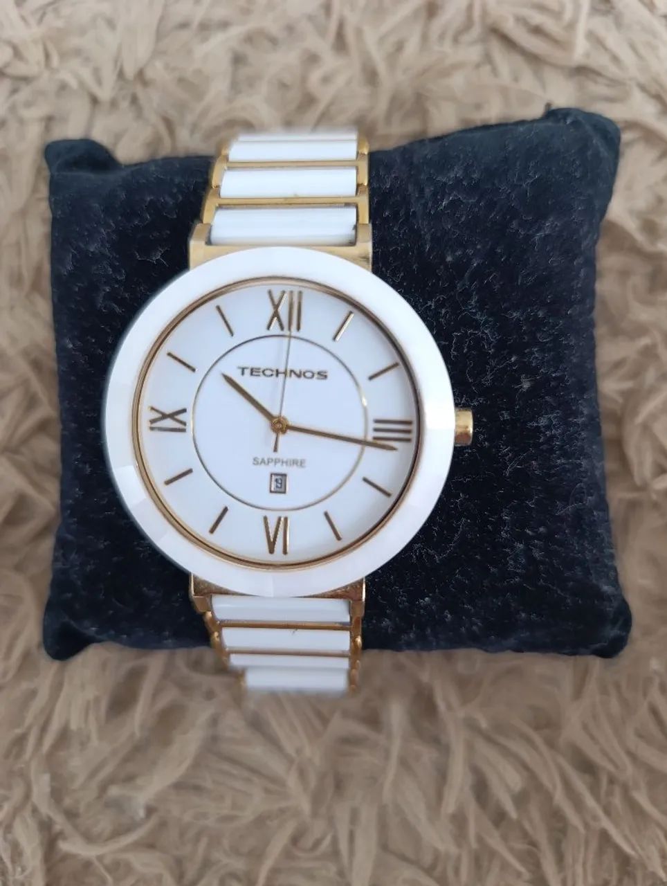 Relógio Technos Sapphire Branco e Dourado original