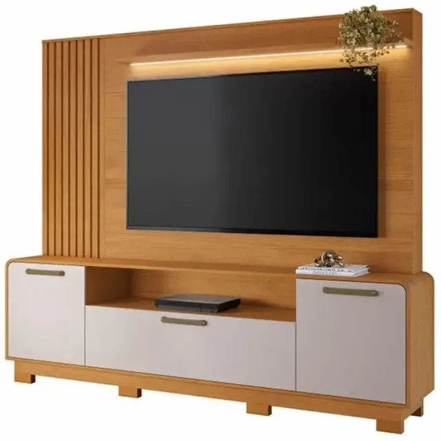 Estante Apego para Tv Até 65 Polegadas Ripado com Led 3 Portas Jcm 2 mt - Foto 3