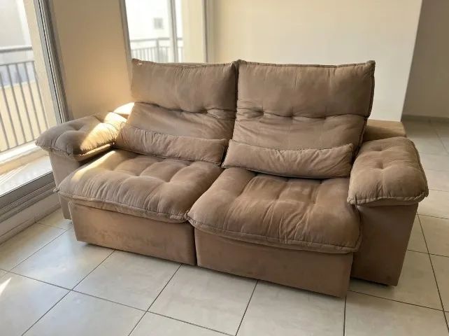 Sofá Retrátil 2,10m - Muito Confortável e Espaçoso! Tecido Suede - Foto 3