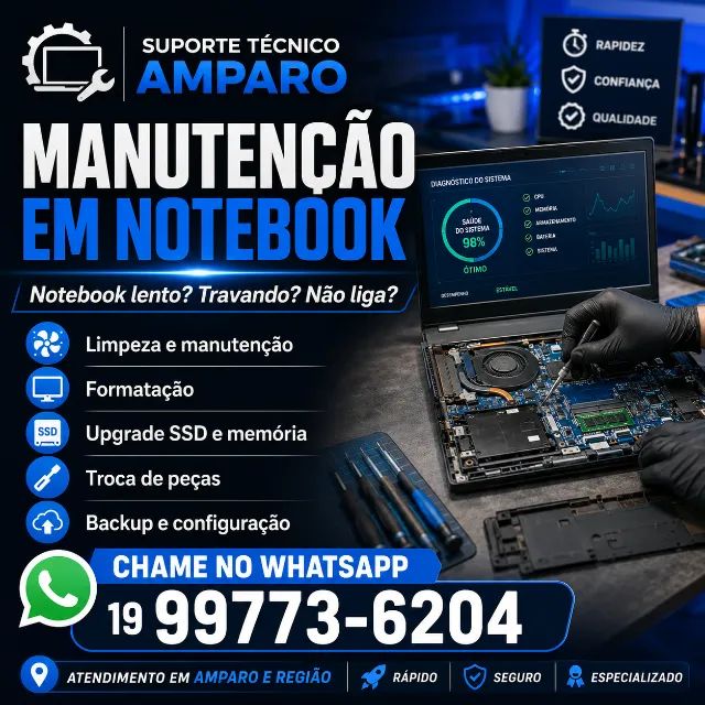 Suporte tecnico Amparo Manutenção notebook pc