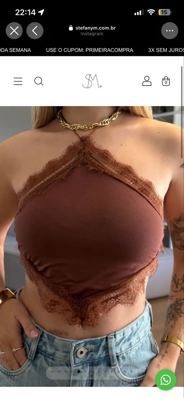 cropped marrom 