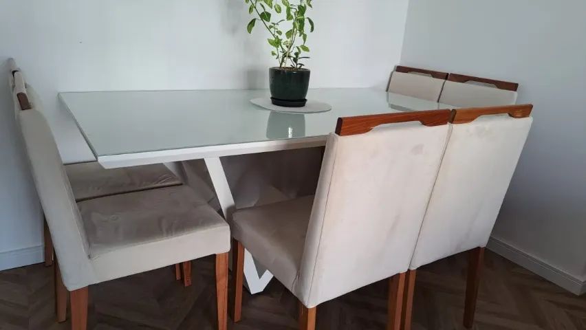 Mesa branca retangular + 6 cadeiras  - Foto 3
